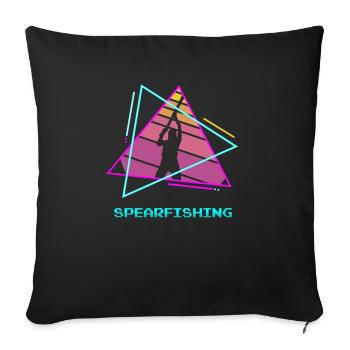 Retro Vintage Classic Spearfishing Fisherman - Sofa pillowcase 17,3'' x 17,3'' (45 x 45 cm) - black - Front