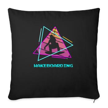 Rétro Vintage Classic Wakeboard Wakeboard Wakeb - Housse de coussin décorative 45 x 45 cm - noir - Devant