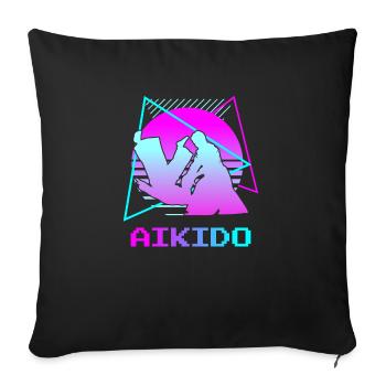 Rétro Vintage Classic Aikido Aikidoka - Housse de coussin décorative 45 x 45 cm - noir - Devant