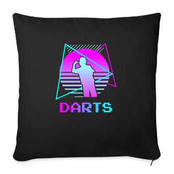 Joueur de fléchettes classique rétro vintage - Housse de coussin décorative 45 x 45 cm - noir - Devant