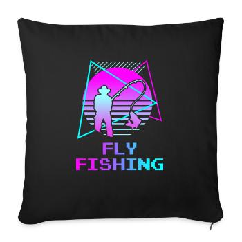 Retro Vintage Classic Fishing Fisherman - Sofa pillowcase 17,3'' x 17,3'' (45 x 45 cm) - black - Front