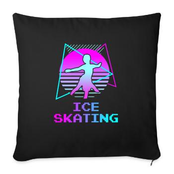 Patineur sur glace rétro vintage classique - Housse de coussin décorative 45 x 45 cm - noir - Devant