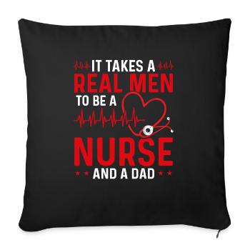 Soins infirmiers Masculins Il faut un vrai homme pour être infirmier - Housse de coussin décorative 45 x 45 cm - noir - Devant
