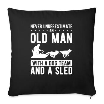 Alaska Mushing Old Man Sled Dog Team Husky - Sofakissenbezug 45 x 45 cm - Schwarz - Vorne