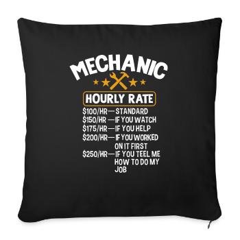 Mechanic hour rate Labour Engineer Auto - Sofa pillowcase 17,3'' x 17,3'' (45 x 45 cm) - black - Front