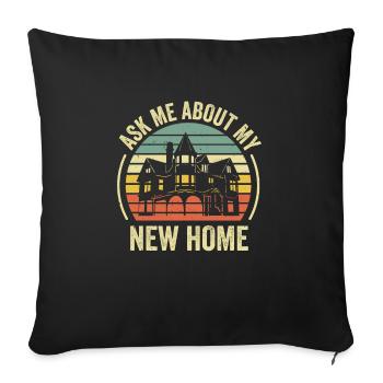 Inauguration d’un nouveau propriétaire Drôle Demandez-moi - Housse de coussin décorative 45 x 45 cm - noir - Devant