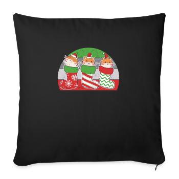 Hamster Weihnachten Pyjamas Socken Weihnachtsmann - Sofakissenbezug 45 x 45 cm - Schwarz - Vorne