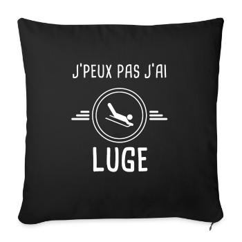 luge je peux pas j'ai luge lugeur - Housse de coussin décorative 45 x 45 cm - noir - Devant