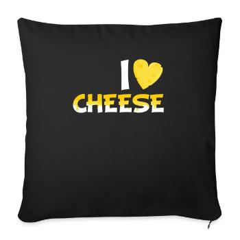 Cheese lovers - Funny, I love cheese - Sofa pillowcase 17,3'' x 17,3'' (45 x 45 cm) - black - Front