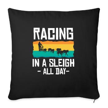 Traîneau à chiens | Mushing - Housse de coussin décorative 45 x 45 cm - noir - Devant