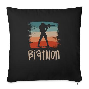 Retro Vintage Classic Biathlon Biathlete - Sofa pillowcase 17,3'' x 17,3'' (45 x 45 cm) - black - Front