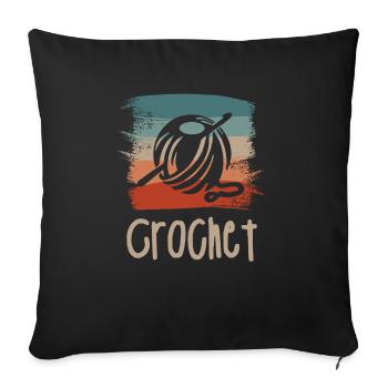 Retro Vintage Classic Crochet Crocheting Yarn - Sofakissenbezug 45 x 45 cm - Schwarz - Vorne