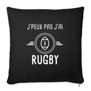rugby je peux pas j'ai rugby ballon rugbyman - Housse de coussin décorative 45 x 45 cm - noir - Devant
