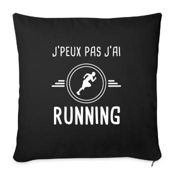 running je peux pas j'ai running coureur - Housse de coussin décorative 45 x 45 cm - noir - Devant