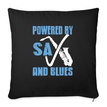 Powered By SAX And Blues Cool Retro Designs - Sofa pillowcase 17,3'' x 17,3'' (45 x 45 cm) - black - Front