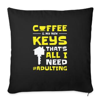 Inauguration d’une nouvelle maison de propriétaire en grandissant - Housse de coussin décorative 45 x 45 cm - noir - Devant