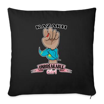 Fille kazakhe incassable I Héritage kazakh I - Housse de coussin décorative 45 x 45 cm - noir - Devant