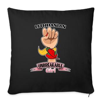 Lithuanian Girl Unbreakable I Heritage Lithuania - Sofakissenbezug 45 x 45 cm - Schwarz - Vorne
