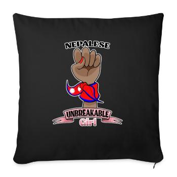 Fille népalaise Incassable I Héritage népalais I - Housse de coussin décorative 45 x 45 cm - noir - Devant