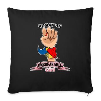 Romanian Girl Unbreakable I Romanian Heritage I - Sofa pillowcase 17,3'' x 17,3'' (45 x 45 cm) - black - Front
