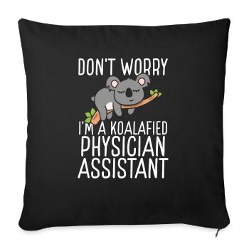 Examen d’assistant médical Koalafied PA School Koala - Housse de coussin décorative 45 x 45 cm - noir - Devant