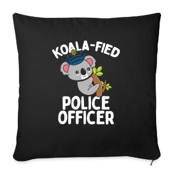 Policier Koala Flic Chapeau de police Officier de police - Housse de coussin décorative 45 x 45 cm - noir - Devant