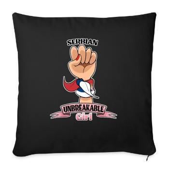 Fille serbe incassable I Héritage serbe I - Housse de coussin décorative 45 x 45 cm - noir - Devant