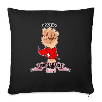 Fille suisse incassable I Héritage suisse I - Housse de coussin décorative 45 x 45 cm - noir - Devant