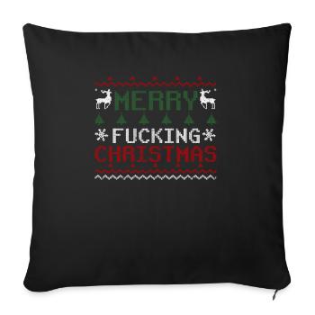 Noël moche Blagues sales Vacances - Housse de coussin décorative 45 x 45 cm - noir - Devant
