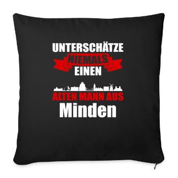 Unterschätze Niemals Einen Alten Mann Aus Minden - Sofakissenbezug 45 x 45 cm - Schwarz - Vorne
