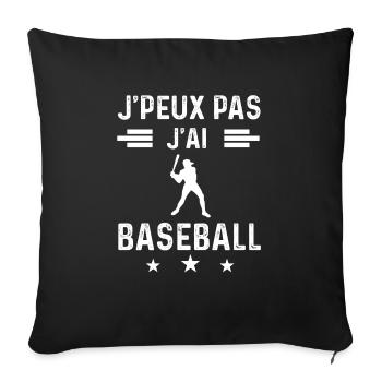 batteur je peux pas j'ai baseball baseballeur - Housse de coussin décorative 45 x 45 cm - noir - Devant