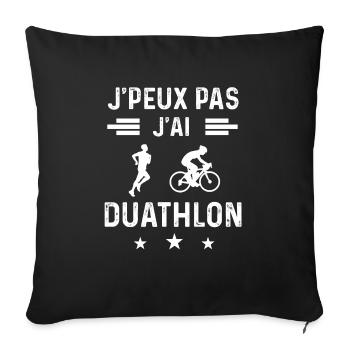 duathlète je peux pas j'ai duathlon - Housse de coussin décorative 45 x 45 cm - noir - Devant