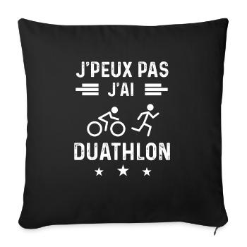 duathlète je peux pas j'ai duathlon sport - Housse de coussin décorative 45 x 45 cm - noir - Devant