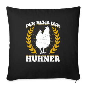 Der Herr Der Hühner Geschenk - Sofakissenbezug 45 x 45 cm - Schwarz - Vorne