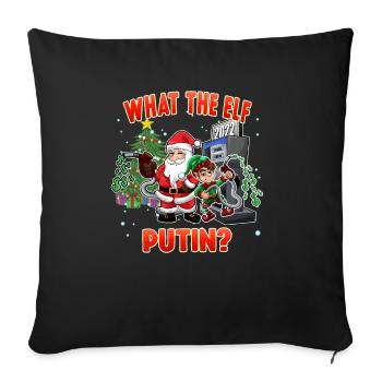 Drôle de Père Noël et Elf Pompe à essence Humour de Noël - Housse de coussin décorative 45 x 45 cm - noir - Devant