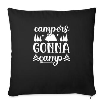 Hiking hikers camping funny saying - Sofa pillowcase 17,3'' x 17,3'' (45 x 45 cm) - black - Front