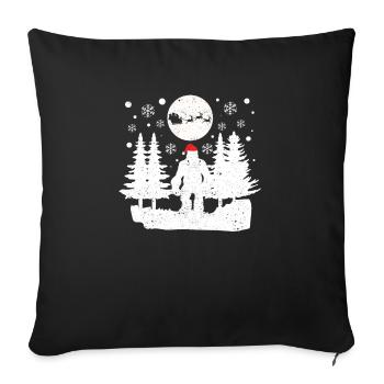 Père Noël Rennes Bigfoot Sasquatch Noël - Housse de coussin décorative 45 x 45 cm - noir - Devant