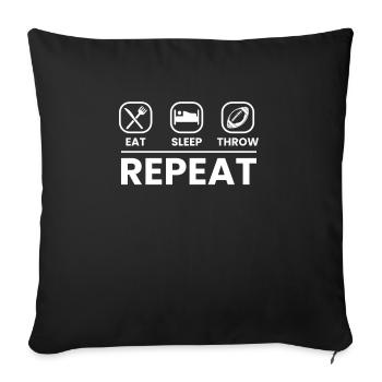 Eat Sleep Throw Repeat Quarterback Shirt Football - Sofakissenbezug 45 x 45 cm - Schwarz - Vorne