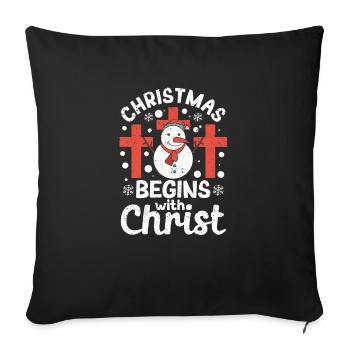 Jésus Noël Pyjama Le Noël chrétien commence - Housse de coussin décorative 45 x 45 cm - noir - Devant
