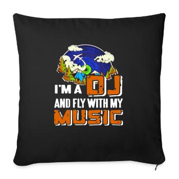 Je suis un DJ & Fly avec ma musique Cool Retro DJ - Housse de coussin décorative 45 x 45 cm - noir - Devant