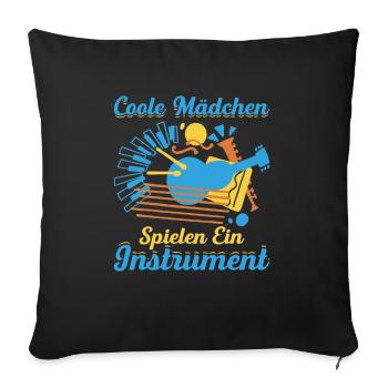 Coole Mädchen Spielen Ein Instrument - Sofakissenbezug 45 x 45 cm - Schwarz - Vorne