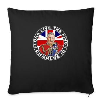 British Royal Family King Charles III Long Live Th - Sofa pillowcase 17,3'' x 17,3'' (45 x 45 cm) - black - Front