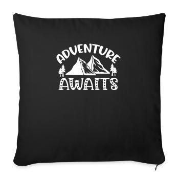 Abenteuer erwarten dich Wandershirt - Sofakissenbezug 45 x 45 cm - Schwarz - Vorne