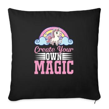 Create your own magic Unicorn - Sofa pillowcase 17,3'' x 17,3'' (45 x 45 cm) - black - Front
