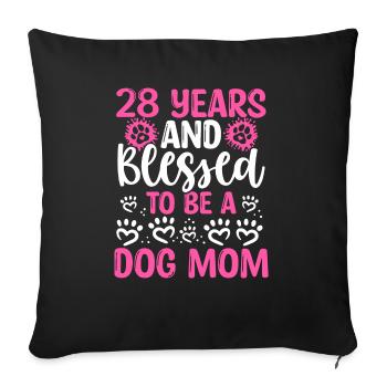28 Anniversaire Chien Béni Maman 28 ans Chien Mère - Housse de coussin décorative 45 x 45 cm - noir - Devant