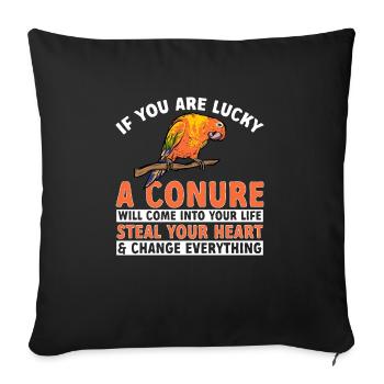 Molinasittich Perroquet Oiseau Perruche du Soleil - Housse de coussin décorative 45 x 45 cm - noir - Devant