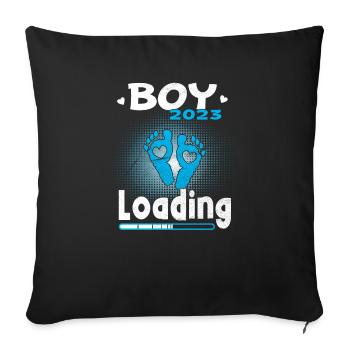 Grossesse Garçon ou Fille 2023 - Housse de coussin décorative 45 x 45 cm - noir - Devant
