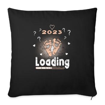 Grossesse Garçon ou Fille 2023 - Housse de coussin décorative 45 x 45 cm - noir - Devant