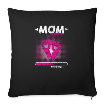 Grossesse Garçon ou Fille 2023 - Housse de coussin décorative 45 x 45 cm - noir - Devant