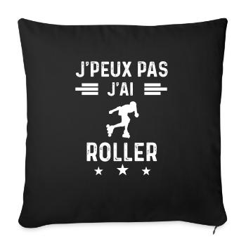 patineur je peux pas j'ai roller - Housse de coussin décorative 45 x 45 cm - noir - Devant